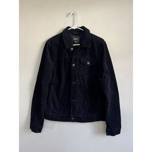 Burton Menswear London Corduroy Jacket Mens Medium Black Button Up Pockets.